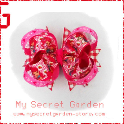 Strawberry Shortcake Grosgrain Ribbon Girls 4" Boutique Bow Hair Bows Style A or B( Hair Clip or Hair Band)  Strawberry Shortcake Grosgrain Ribbon Girls 4" Boutique Bow Hair Bows Style A or B( Hair Clip or Hair Band)